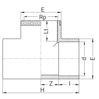 Té PVC à 90° avec bague de renfort - A coller sur d - Taraudé sur Rp - PLASSON