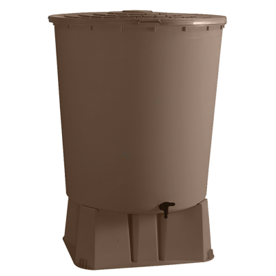Récupérateur d'eau rond 200 L marron avec ou sans support