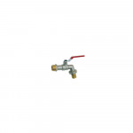 Robinet de puisage à sphère nickelé avec poignée acier plate rouge