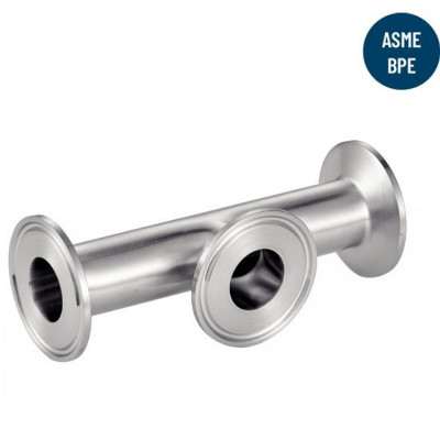 Té Clamp À Manchette Courte ASME BPE Inox - Raccords Inox