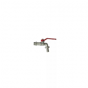 Robinet de puisage à sphère nickelé avec poignée acier emboutie rouge
