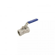 Vanne à sphère inox 1 pièce monobloc à passage réduit Femelle/Femelle avec poignée plate bleue Vanne à sphère inox 1 pièce monobloc à passage réduit Femelle/Femelle avec poignée plate bleue