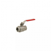 Vanne à sphère inox 2 pièces à passage intégral Femelle/Femelle avec poignée plate rouge