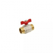 Vanne à sphère laiton à passage intégral Mâle/Mâle avec manette papillon rouge