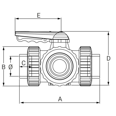 Vanne PVC 3 voies à coller configuration T - PLASSON