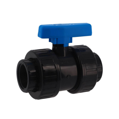 Vanne double union grise en PVC femelle - femelle